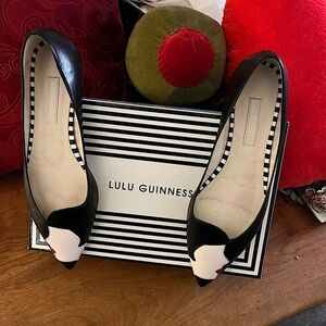 Lulu Guinness Priscilla Black and White leather Flats